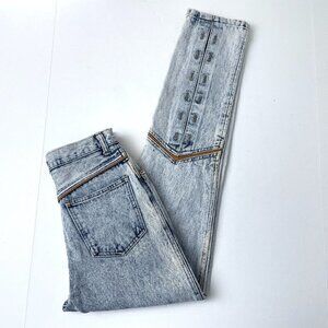 Vintage Rio Women's Jeans High Rise Faux Leather Trim Light Acid Wash size 7